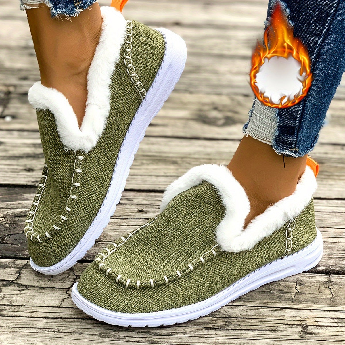 Women’s Warm Slip-On Loafers – Plush Winter Shoes