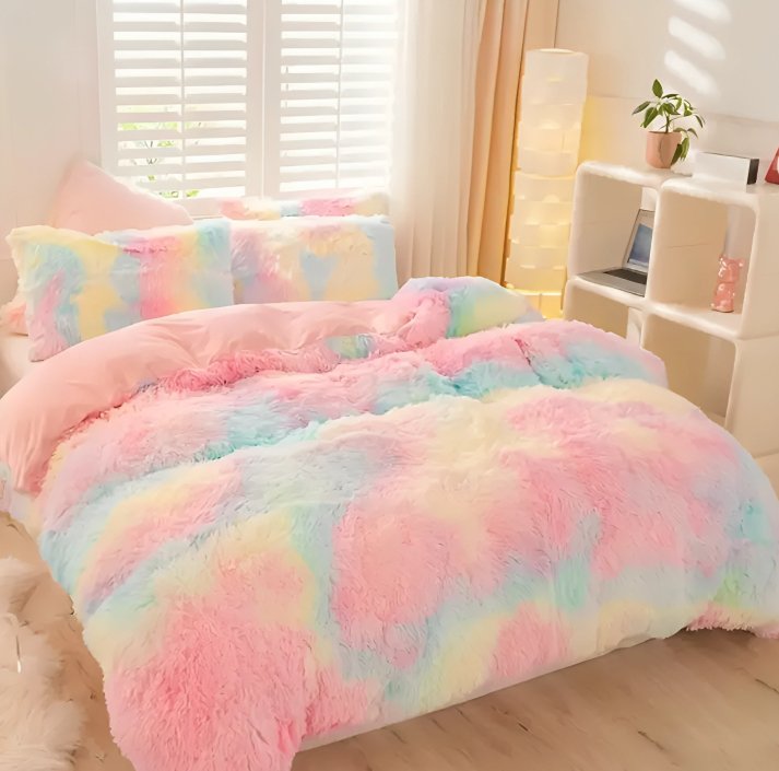 Calming Tie-Dye Plush Duvet Cover + 2 Pillow Cases
