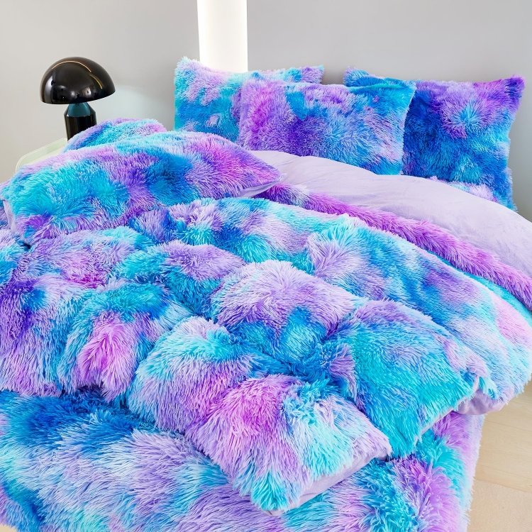 Calming Tie-Dye Plush Duvet Cover + 2 Pillow Cases
