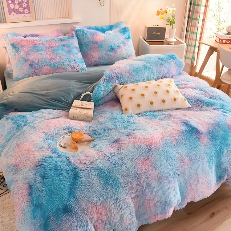 Calming Tie-Dye Plush Duvet Cover + 2 Pillow Cases