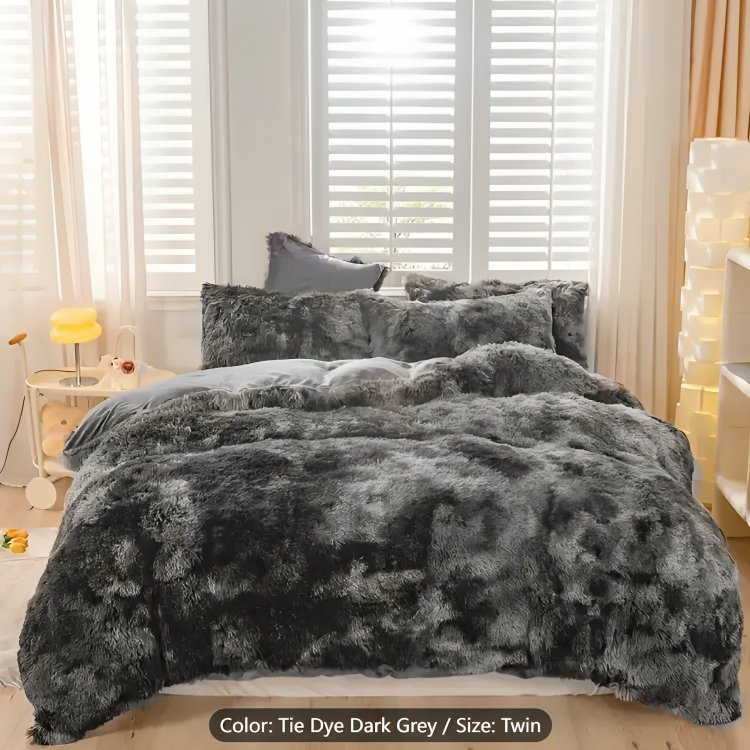 Calming Tie-Dye Plush Duvet Cover + 2 Pillow Cases