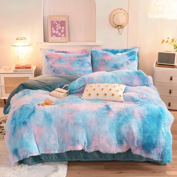Calming Tie-Dye Plush Duvet Cover + 2 Pillow Cases