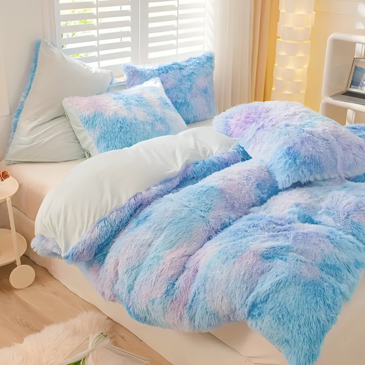 Calming Tie-Dye Plush Duvet Cover + 2 Pillow Cases