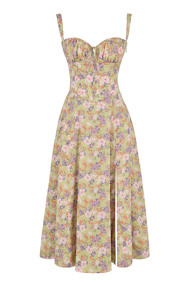 Colette | Floral Strapless Dress With Curved Waist