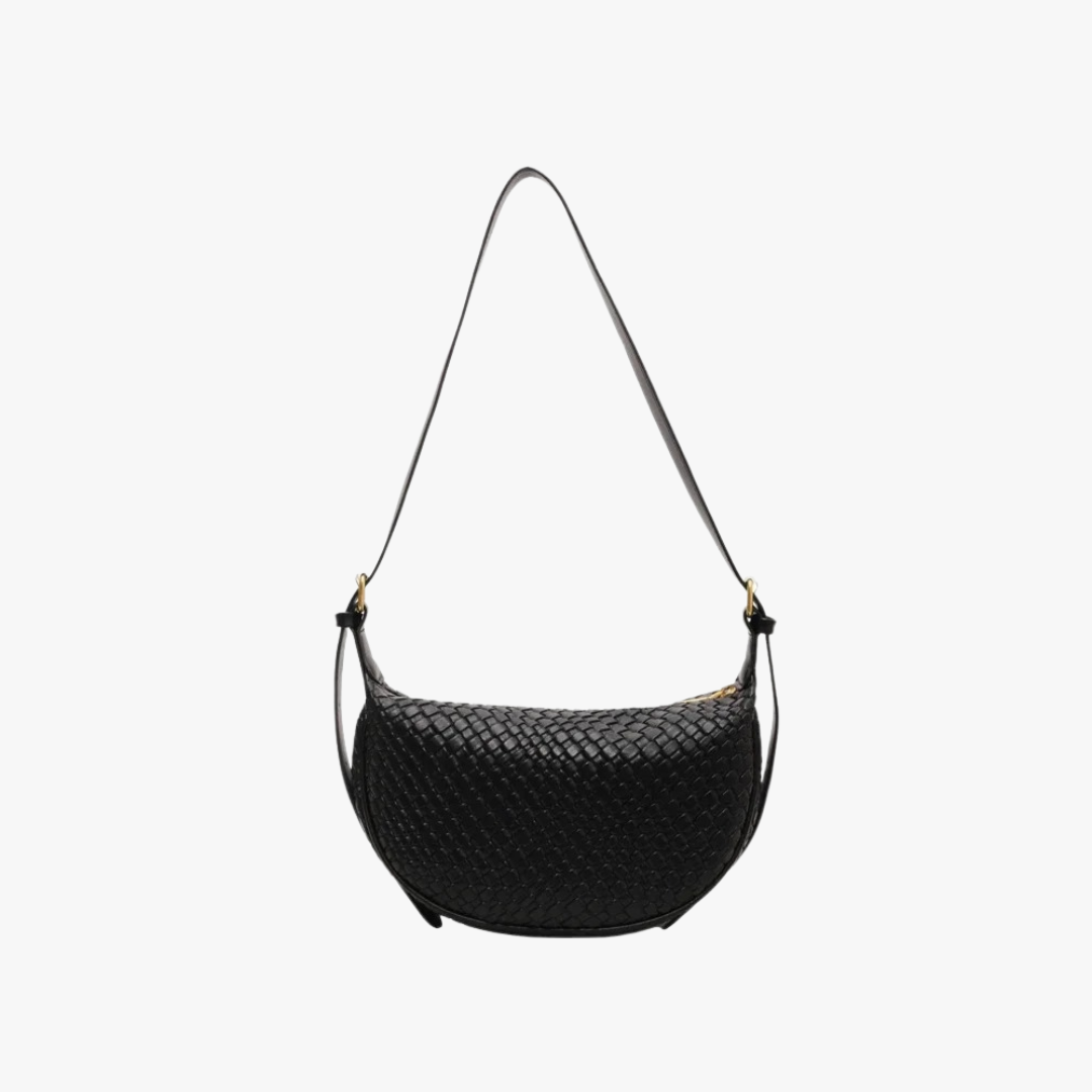 Woven half-moon bag