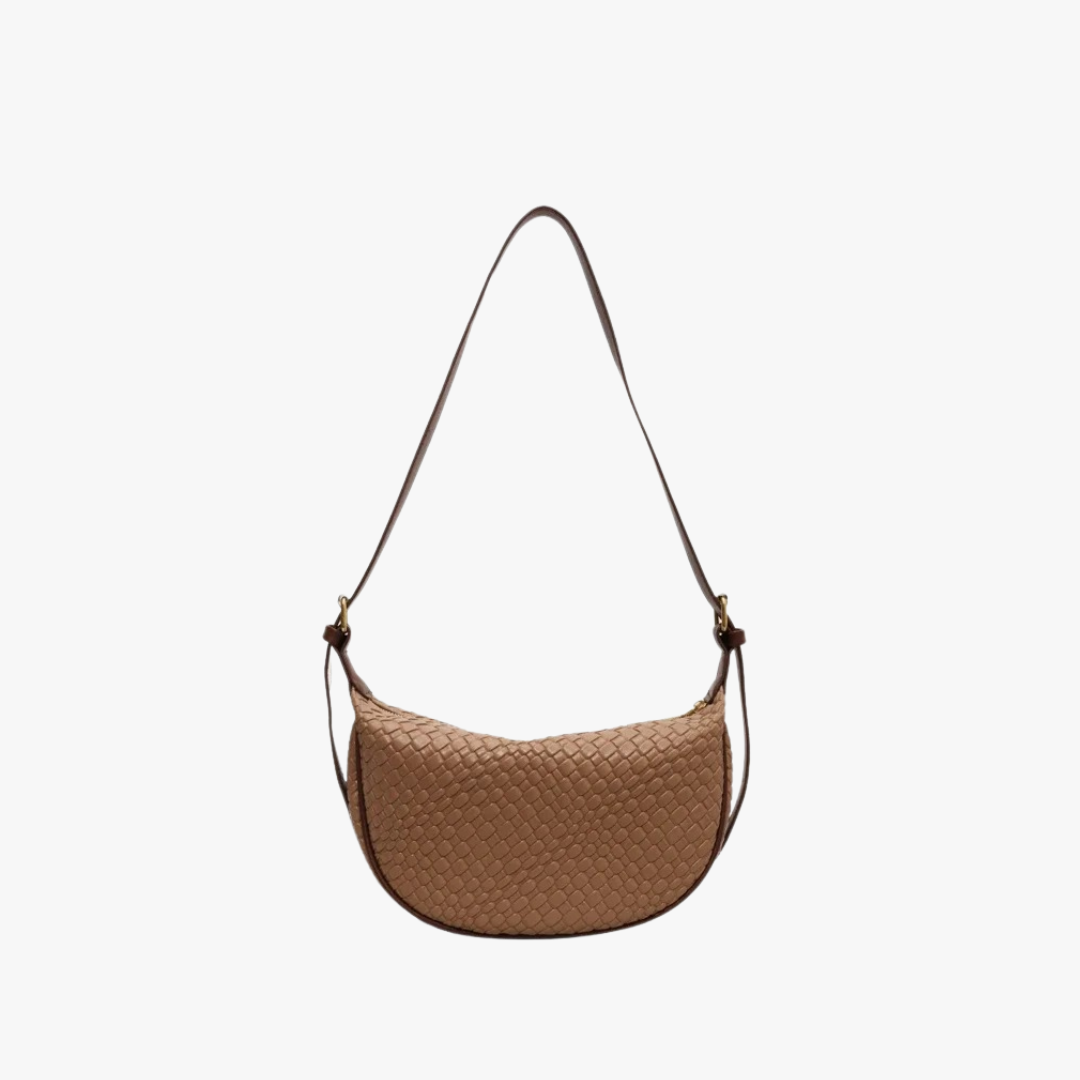 Woven half-moon bag