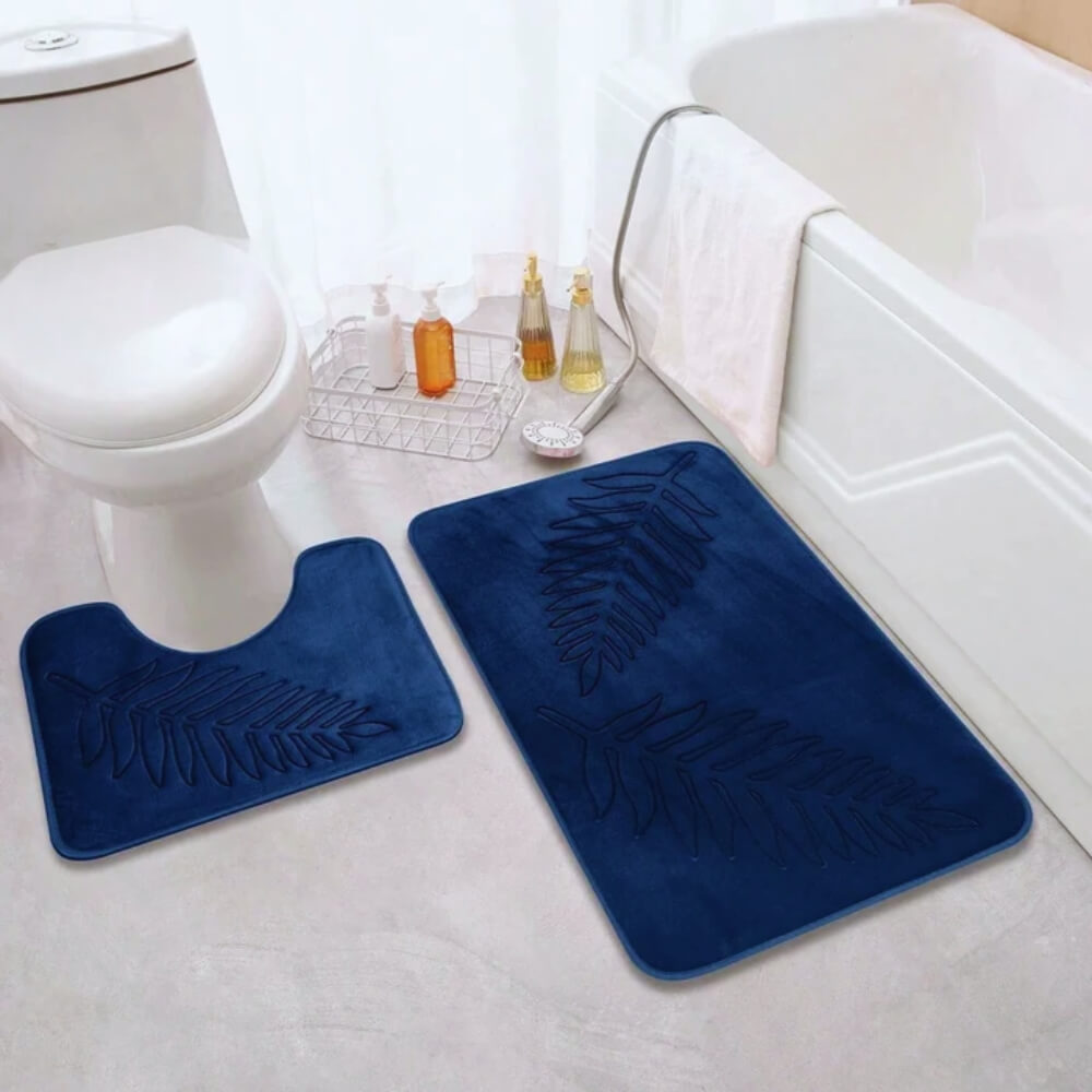 Veloura Leaf Comfort Bath Mat Set • Plush & Absorbent