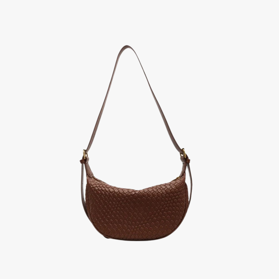 Woven half-moon bag