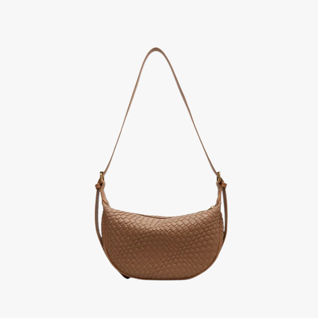 Woven half-moon bag