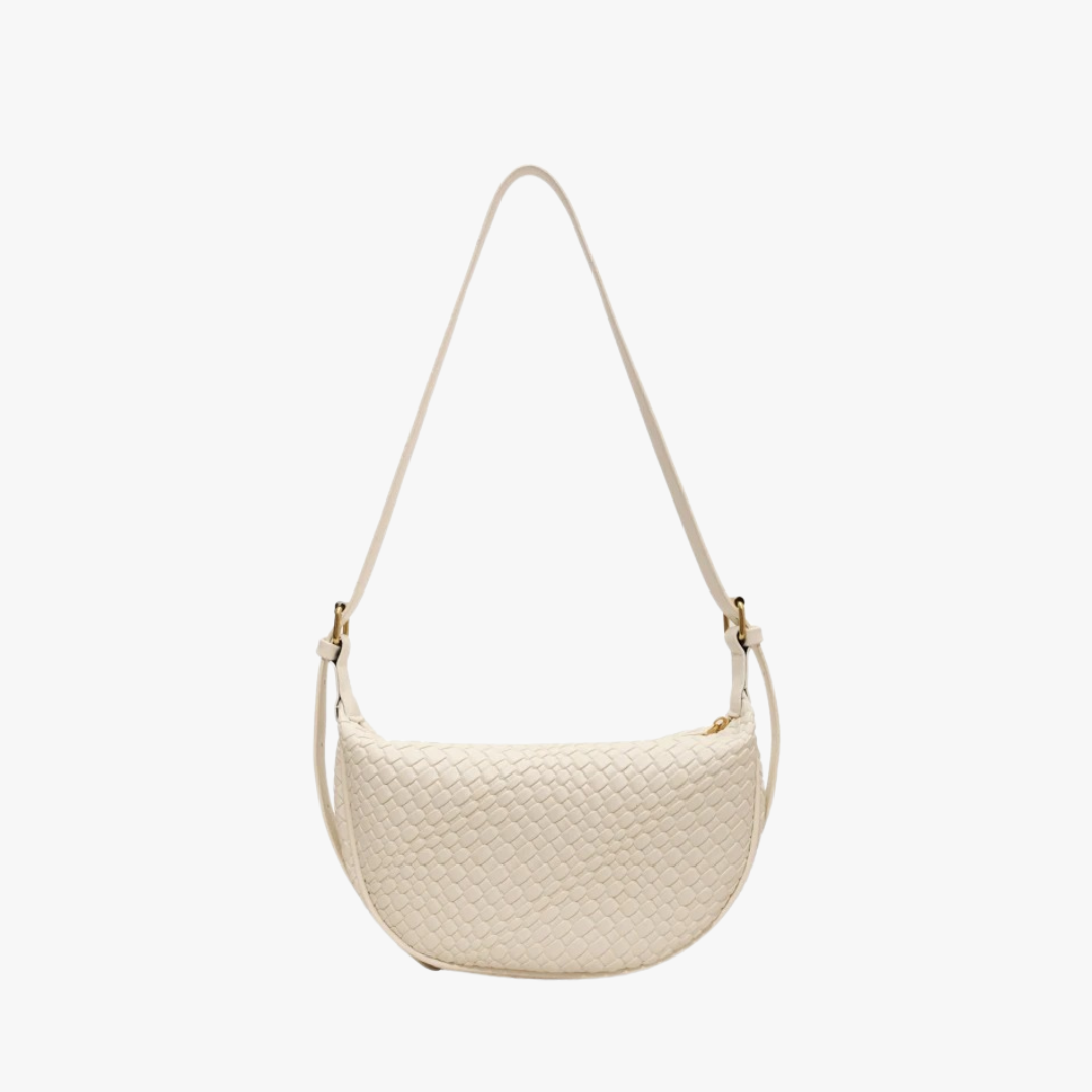 Woven half-moon bag