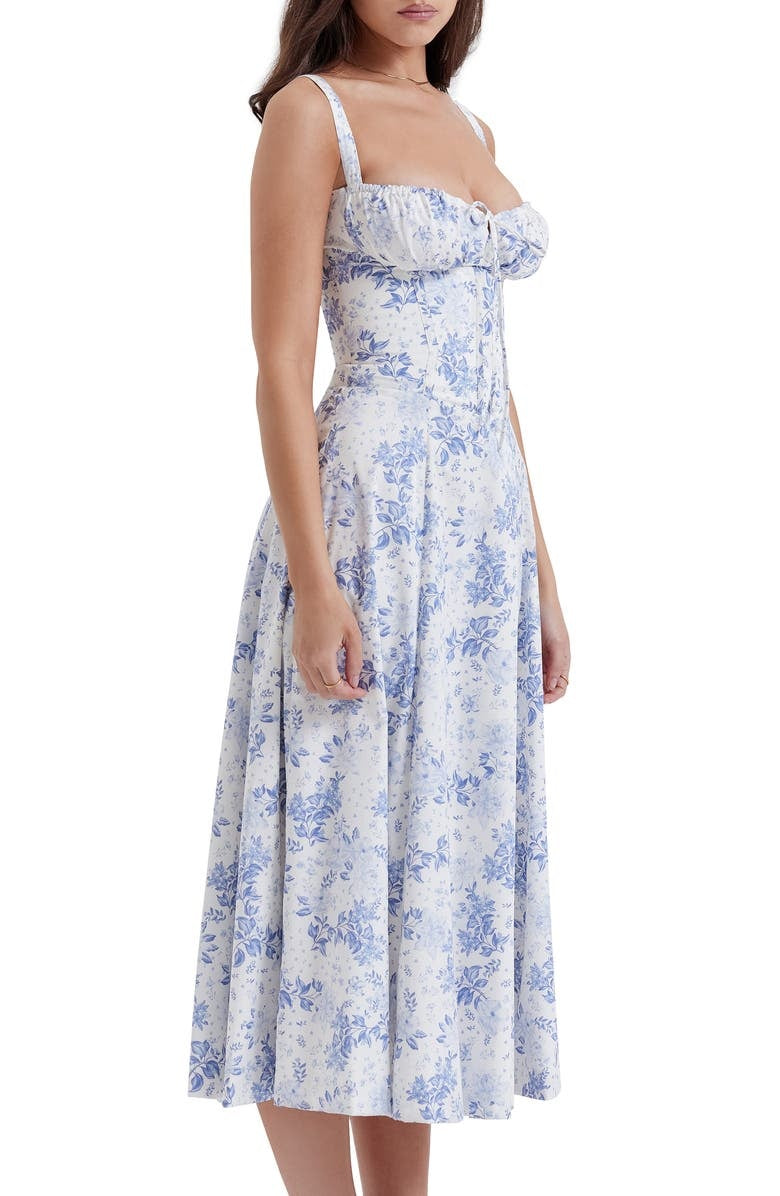 Colette | Floral Strapless Dress With Curved Waist