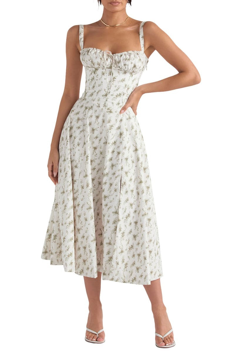 Colette | Floral Strapless Dress With Curved Waist