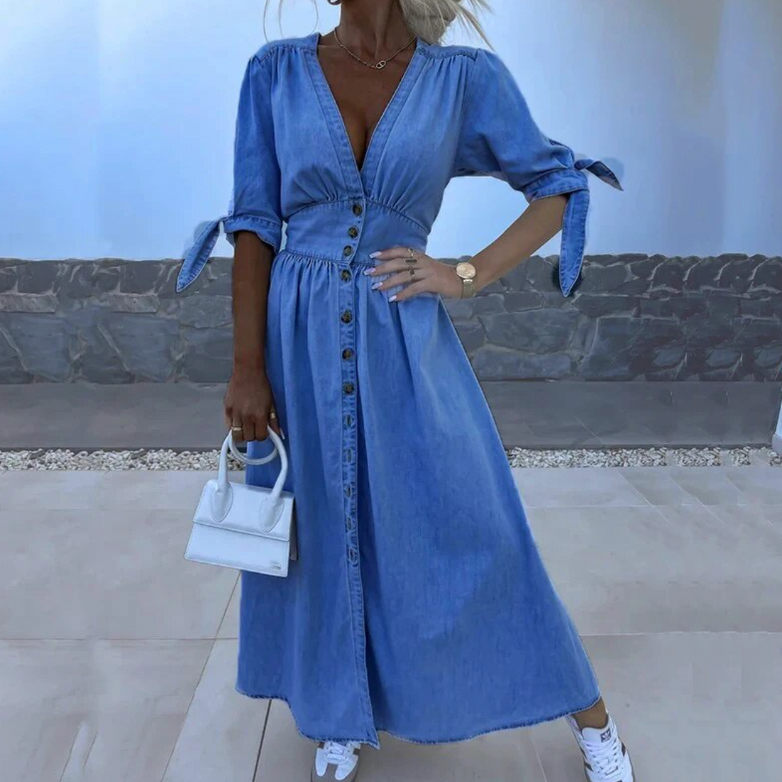 Julia™ | Stylish Long Denim Dress