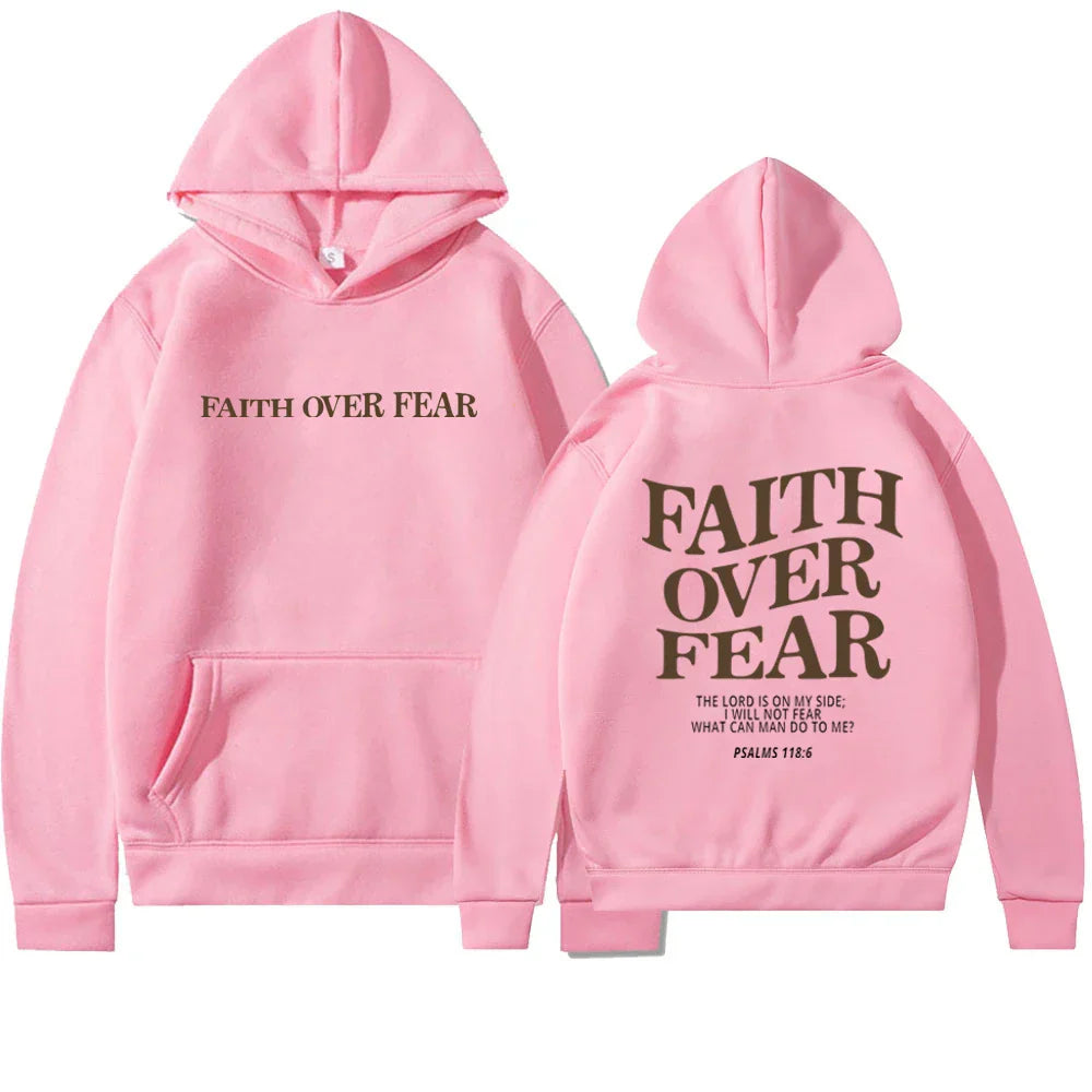 Faith Over Fear Hoodie - Unisex Pullover with Bible Verse