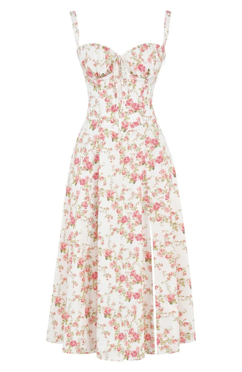 Colette | Floral Strapless Dress With Curved Waist