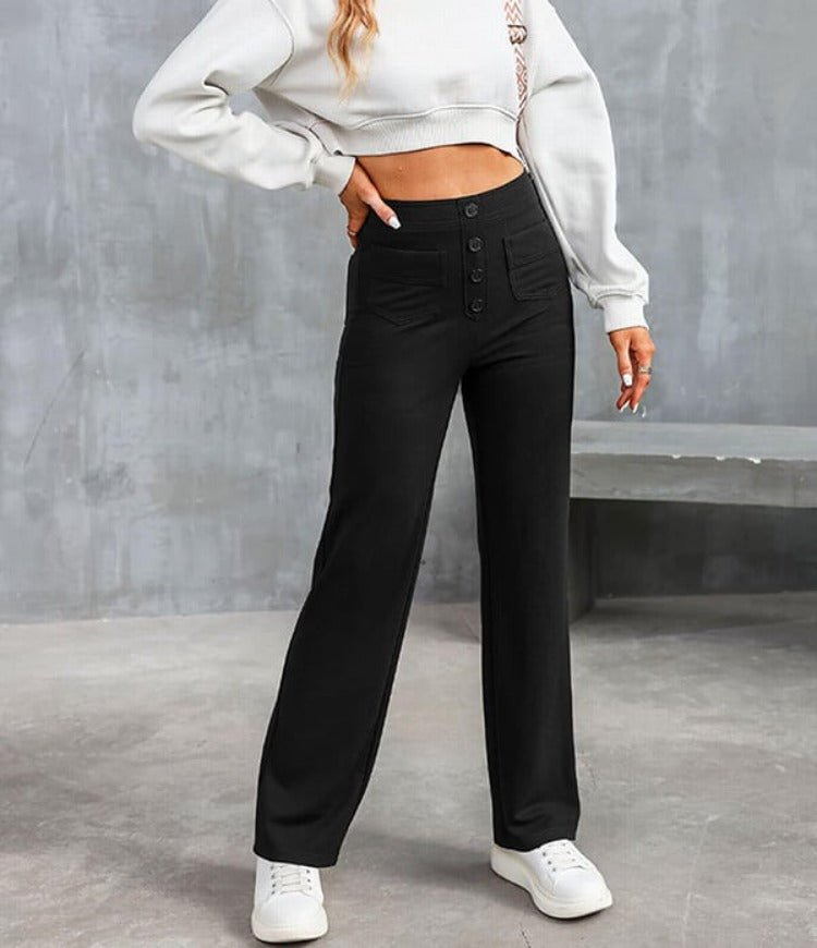 Diana - High-Waisted Pants with Elastic Waistband - nubuso