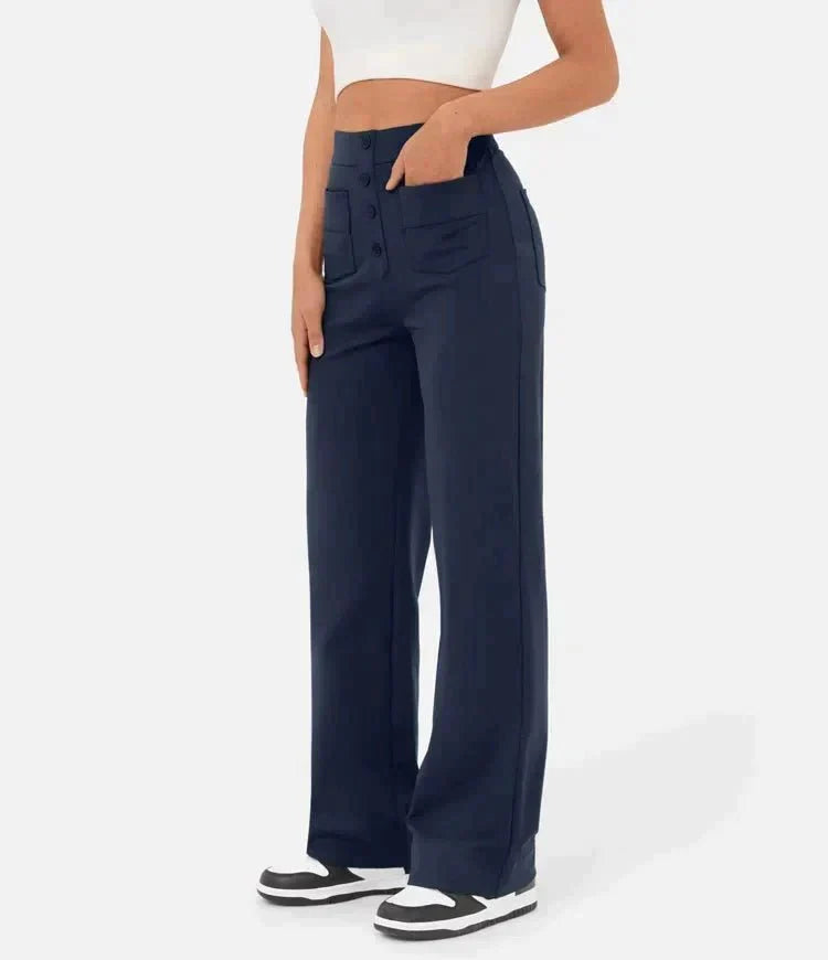 Diana - High-Waisted Pants with Elastic Waistband - nubuso
