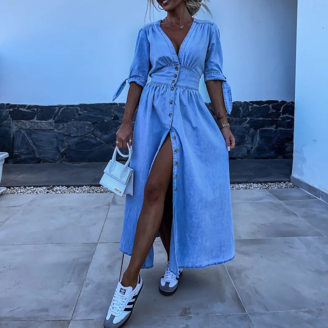 Julia™ | Stylish Long Denim Dress