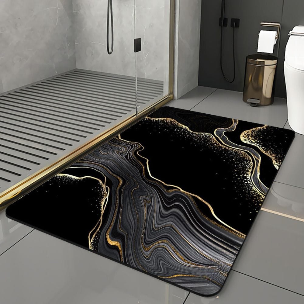 Eleganza • Black & Gold Luxury Bath Mat